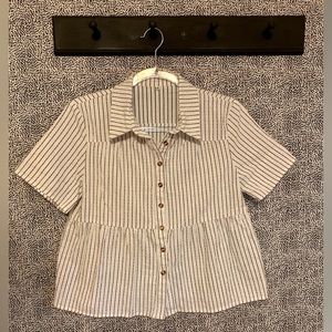 New Petallush White with Black Stripes Collared Shirt